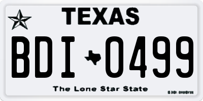 TX license plate BDI0499