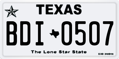 TX license plate BDI0507