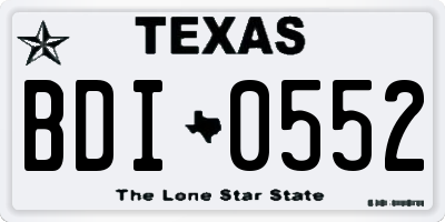 TX license plate BDI0552