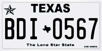 TX license plate BDI0567