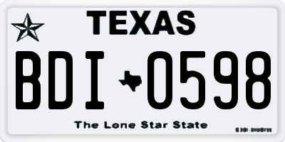 TX license plate BDI0598
