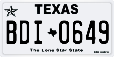 TX license plate BDI0649