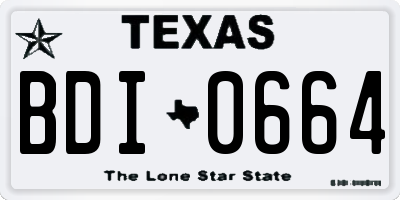 TX license plate BDI0664