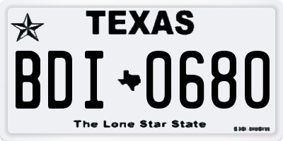 TX license plate BDI0680