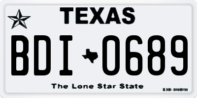 TX license plate BDI0689