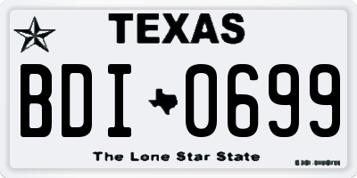TX license plate BDI0699