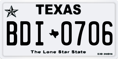 TX license plate BDI0706