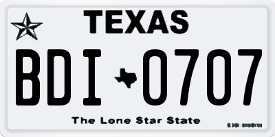 TX license plate BDI0707