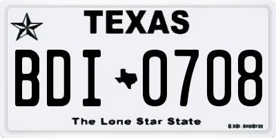 TX license plate BDI0708
