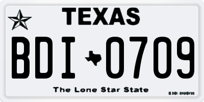 TX license plate BDI0709