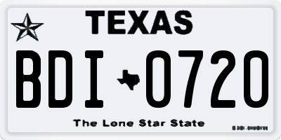 TX license plate BDI0720