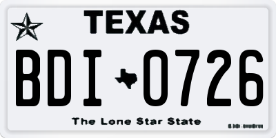 TX license plate BDI0726