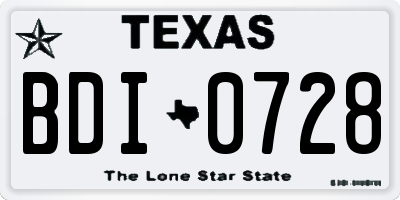 TX license plate BDI0728
