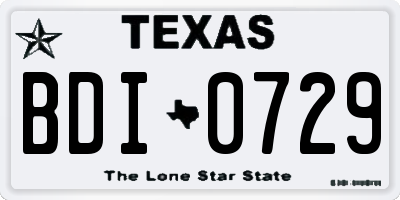 TX license plate BDI0729