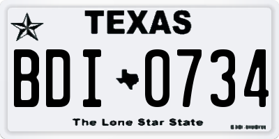 TX license plate BDI0734