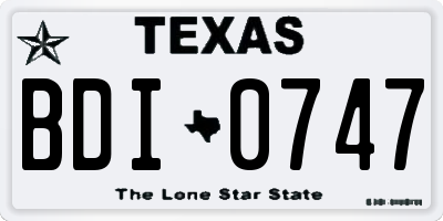 TX license plate BDI0747