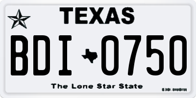 TX license plate BDI0750