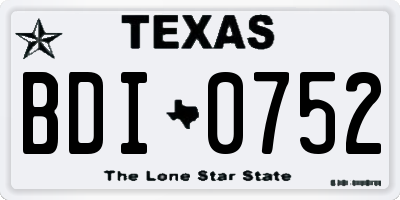 TX license plate BDI0752