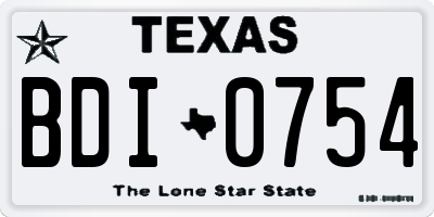 TX license plate BDI0754