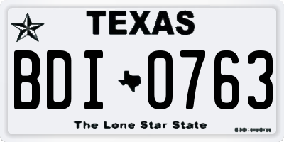 TX license plate BDI0763