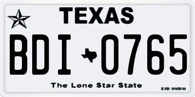 TX license plate BDI0765