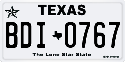 TX license plate BDI0767