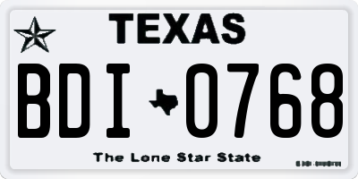 TX license plate BDI0768