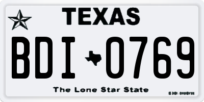 TX license plate BDI0769