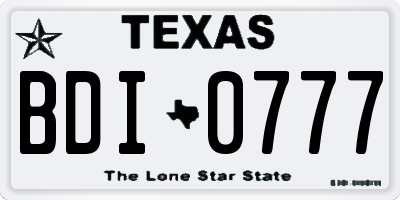 TX license plate BDI0777