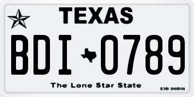 TX license plate BDI0789