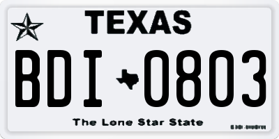 TX license plate BDI0803