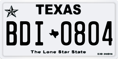 TX license plate BDI0804