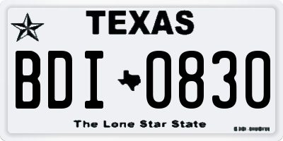 TX license plate BDI0830