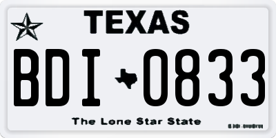 TX license plate BDI0833