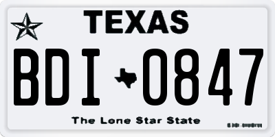 TX license plate BDI0847