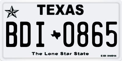 TX license plate BDI0865