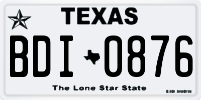 TX license plate BDI0876