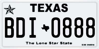 TX license plate BDI0888