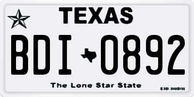 TX license plate BDI0892