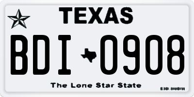 TX license plate BDI0908