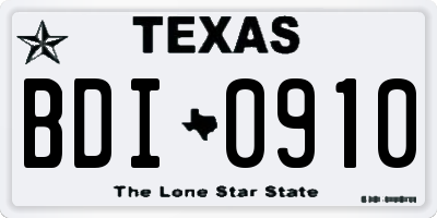 TX license plate BDI0910