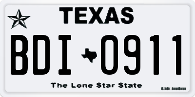 TX license plate BDI0911