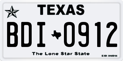 TX license plate BDI0912