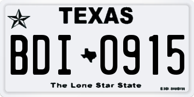 TX license plate BDI0915