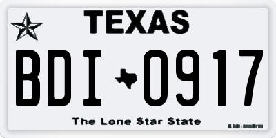 TX license plate BDI0917