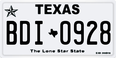TX license plate BDI0928