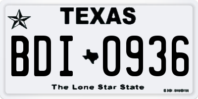 TX license plate BDI0936