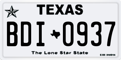 TX license plate BDI0937