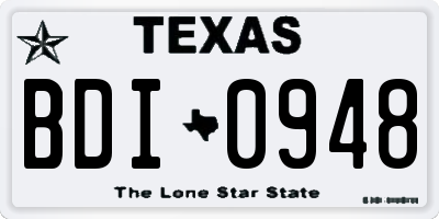 TX license plate BDI0948