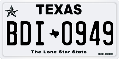 TX license plate BDI0949